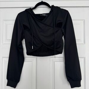 CIDER | NWT cropped wrapped workout sweatshirt black SMALL